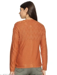 Clapton Acrylic Blend Round Neck Full Sleeve Casual Solid Winter Wear Cardigans For Women - XXXL